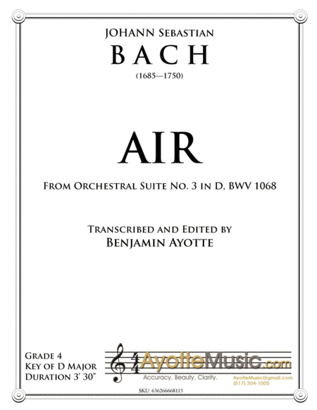 Air From Orchestral Suite No 3 Bwv 1068 Score And Parts Sheet Music