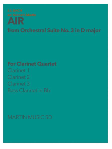 Air From Orchestral Suite No 3 In D Major For Clarinet Quartet Sheet Music