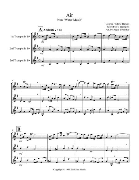 Free Sheet Music Air From Water Music 3 Trp