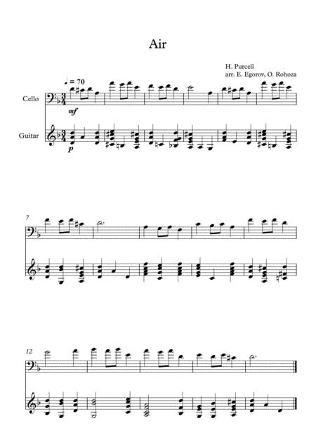 Free Sheet Music Air Henry Purcell For Cello Guitar