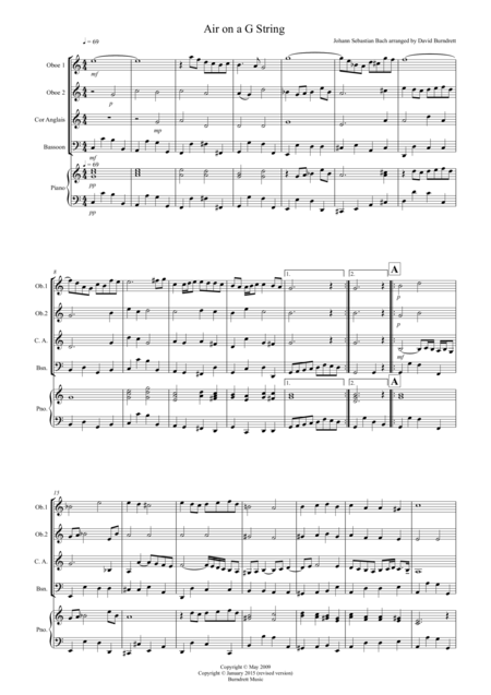 Free Sheet Music Air On A G String For Double Reed Quartet