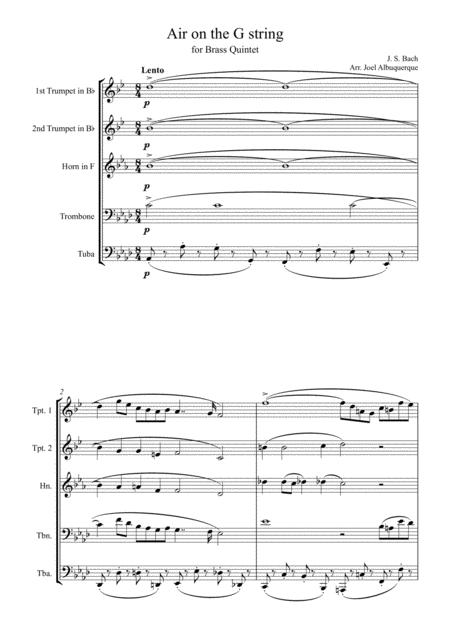 Free Sheet Music Air On The G String Brass Quintet