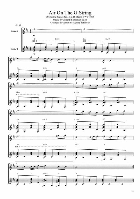 Air On The G String Duet Guitar Score Sheet Music