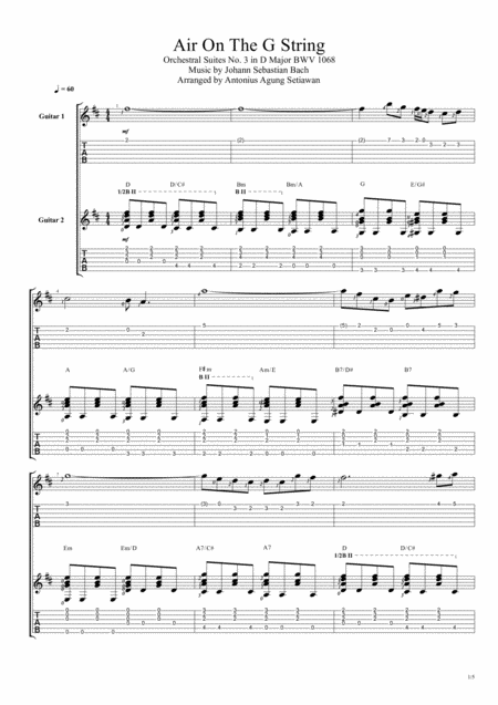 Air On The G String Fingerstyle Guitar Duet Sheet Music