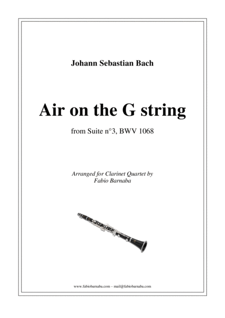 Air On The G String For Clarinet Quartet Or Clarinet Choir Sheet Music