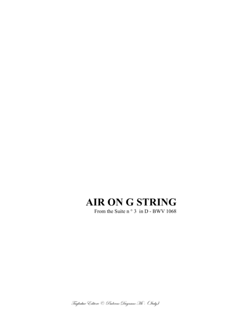 Air On The G String From The Suite N 3 In D Bwv 1068 With Parts Sheet Music