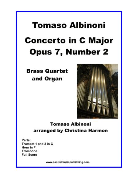 Free Sheet Music Albinoni Concerto In C Major Opus 7 Number 2 Brass Quartet And Organ