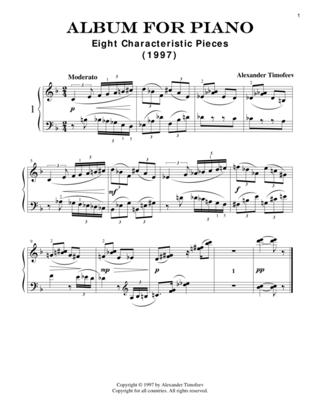 Album For Piano Eight Characteristic Pieces 1997 Sheet Music