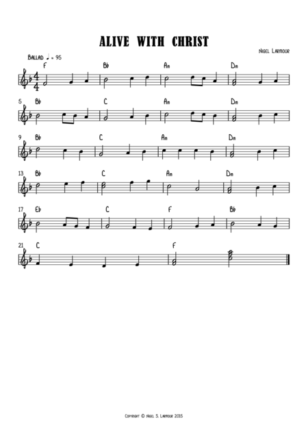 Free Sheet Music Alive With Christ