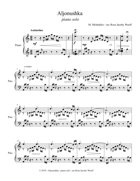 Aljonushka Piano Solo Sheet Music