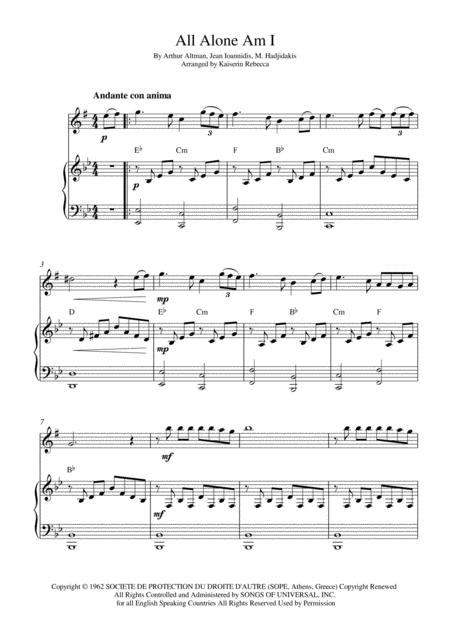 Free Sheet Music All Alone Am I Alto Saxophone Solo And Piano Accompaniment