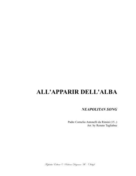 Free Sheet Music All Apparir Dell Alba For Sabar Choir