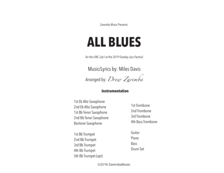 All Blues Arr Drew Zaremba Sheet Music