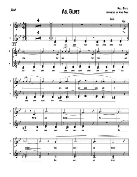 Free Sheet Music All Blues Vocal Jazz Ssaa Rhythm Section