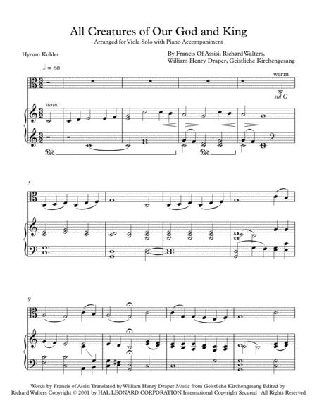 All Creatures Of Our God And King For Viola And Piano Sheet Music