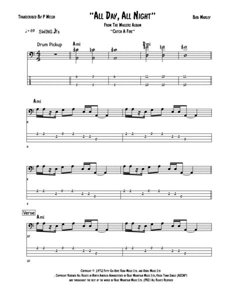 All Day All Night Bass Guitar Tab Sheet Music