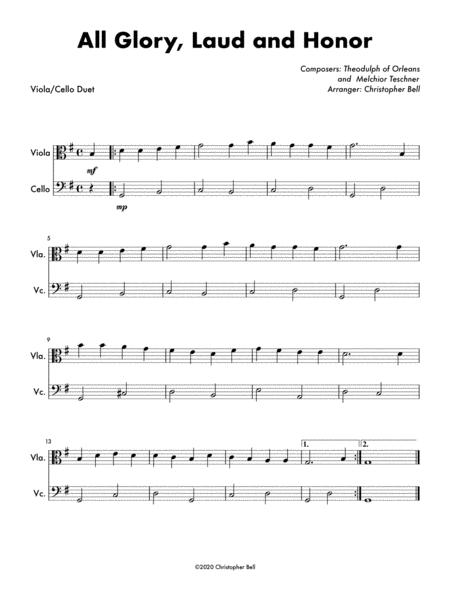 All Glory Laud And Honor Viola Cello Duet Sheet Music