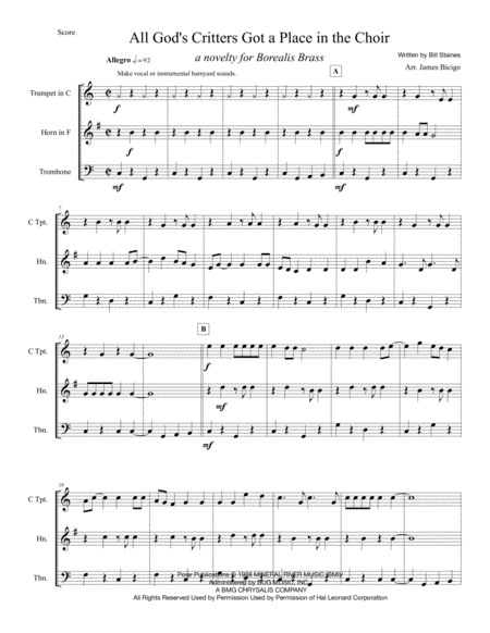 All Gods Critters Sheet Music