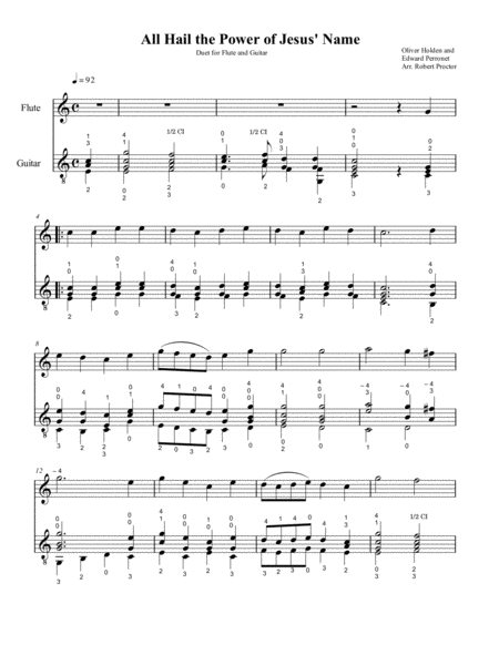 All Hail The Power Of Jesus Name Duet For Flute And Guitar Sheet Music