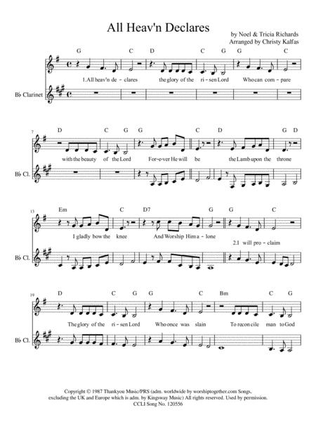 Free Sheet Music All Heaven Declares Bb Clarinet Part