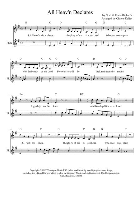 All Heaven Declares Flute Part Sheet Music