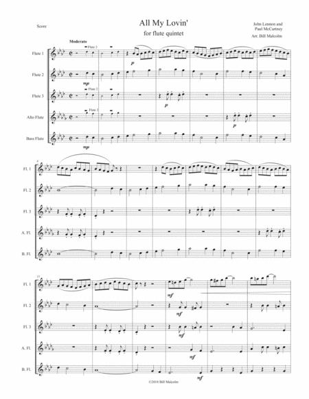 Free Sheet Music All My Lovin For Flute Quintet