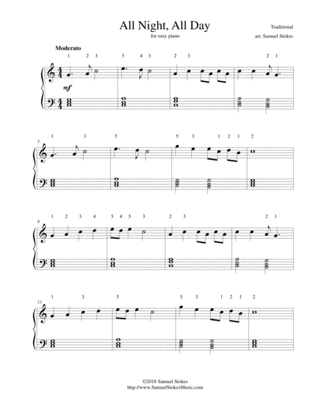 All Night All Day For Easy Piano Sheet Music