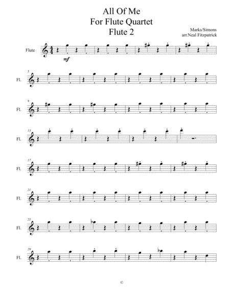 Free Sheet Music All Of Me For Flute Quartet Flute 2