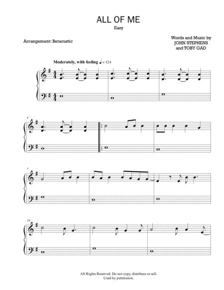 Free Sheet Music All Of Me John Legend Sheet Music Easy Piano