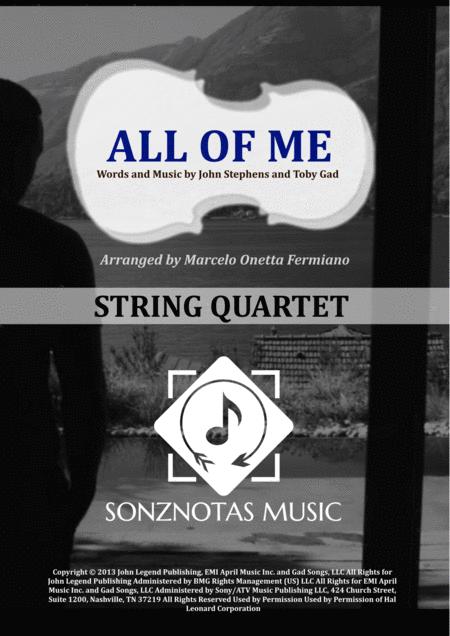 Free Sheet Music All Of Me John Legend Sheet Music For String Quartet Score And Parts
