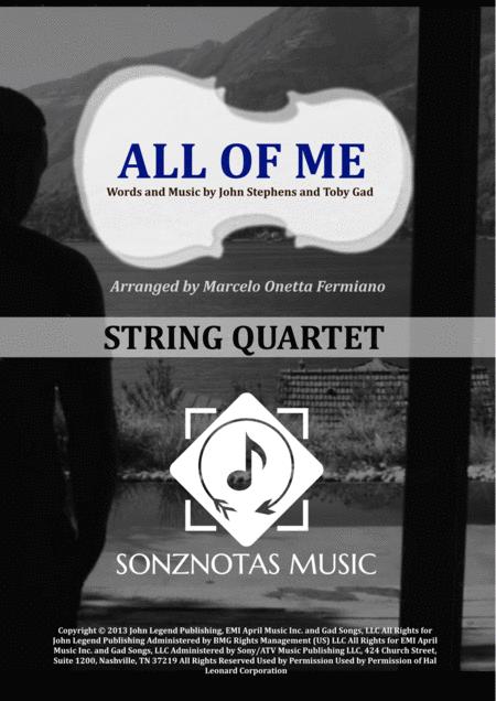 All Of Me John Legend Sheet Music For String Quartet Score And Parts Sheet Music