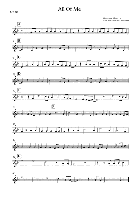 Free Sheet Music All Of Me Oboe