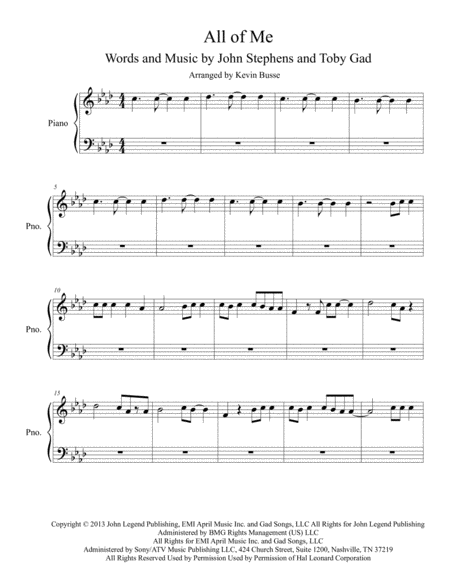 All Of Me Piano Sheet Music