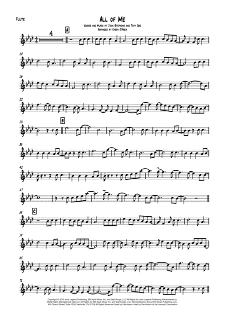 Free Sheet Music All Of Me Solo Flute