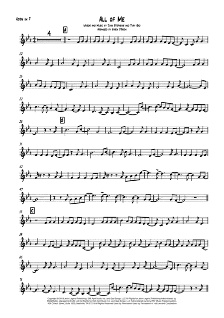 All Of Me Solo French Horn Sheet Music