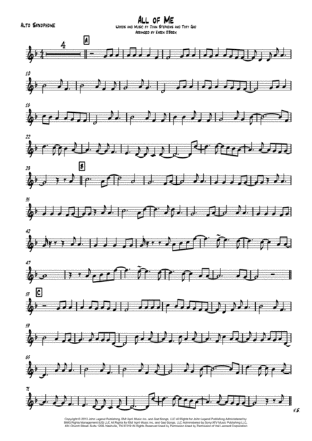 All Of Me Solo Sax Sheet Music