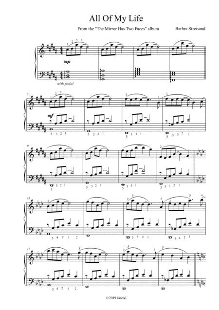 All Of My Life Sheet Music