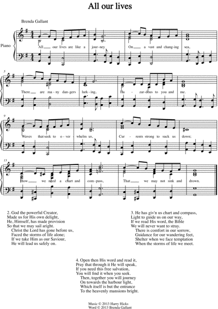 All Our Lives Are Like A Journey A Brand New Hymn Sheet Music