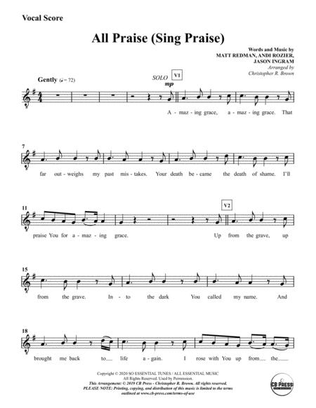 All Praise Sing Praise Matt Redman Anthem Vocal Part Solo With Satb Sheet Music