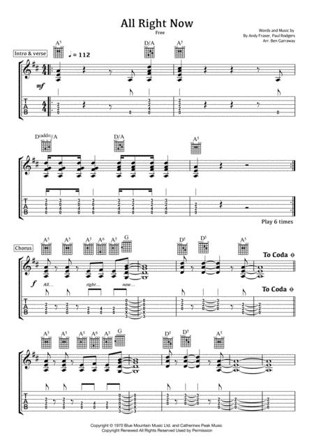 All Right Now Sheet Music