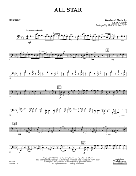 All Star Arr Matt Conaway Bassoon Sheet Music