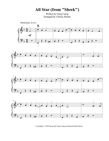 Free Sheet Music All Star Easy Piano Level 3 4