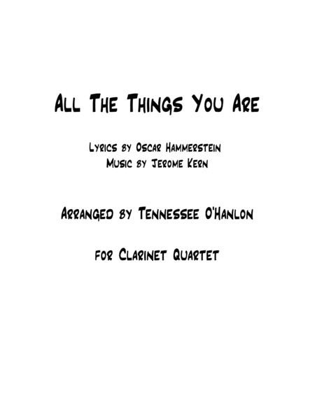 All The Things You Are Clarinet Quartet Sheet Music