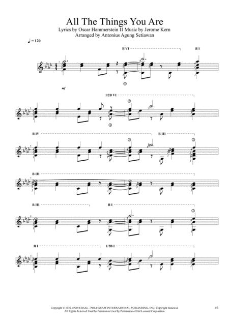 Free Sheet Music All The Things You Are Solo Guitar Score