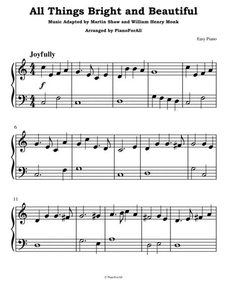 Free Sheet Music All Things Bright And Beautiful Hymn Easy Piano