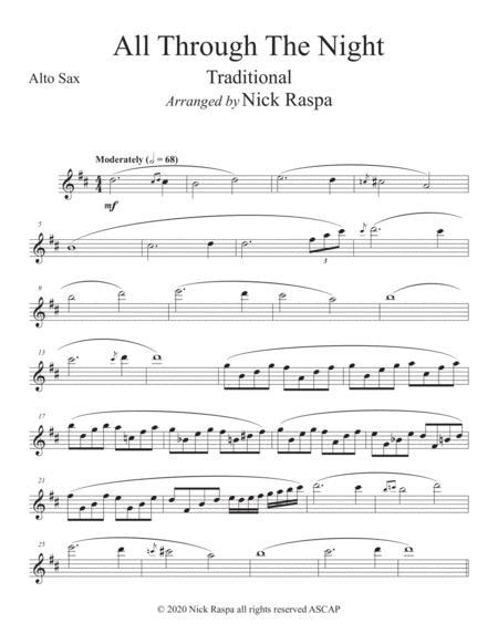 Free Sheet Music All Through The Night Alto Sax Piano Intermediate Jazz Alto Sax Part