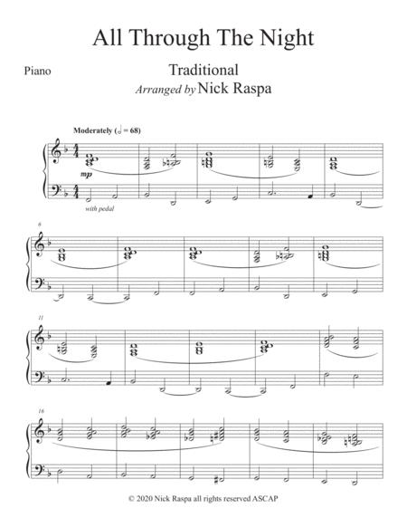 Free Sheet Music All Through The Night Alto Sax Piano Intermediate Jazz Piano Part