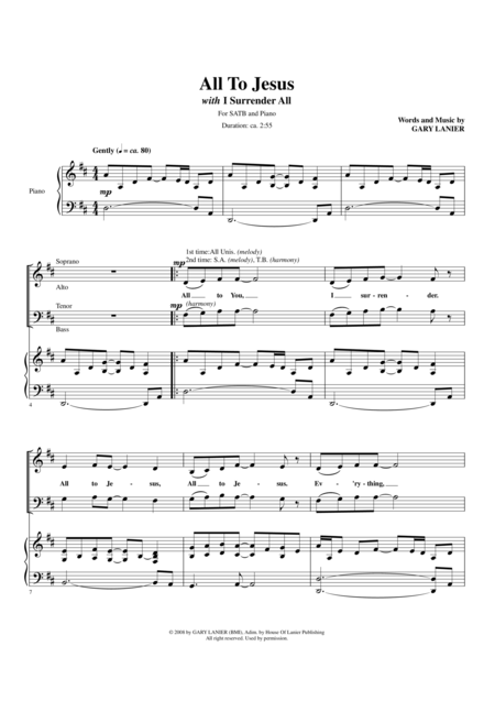 All To Jesus Unlimited Copy License Included In Price Sheet Music