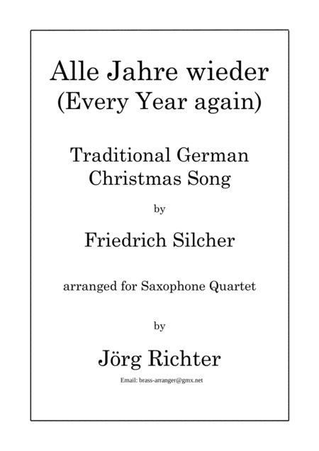 Free Sheet Music Alle Jahre Wieder Fr Saxophon Quartett