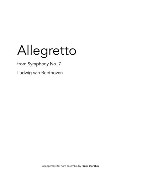 Allegretto From Symphony 7 For Horn Choir Sheet Music